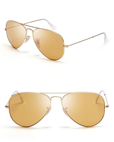 Ray Ban Original Polarized Aviator Sunglasses In Metallic For Men Lyst