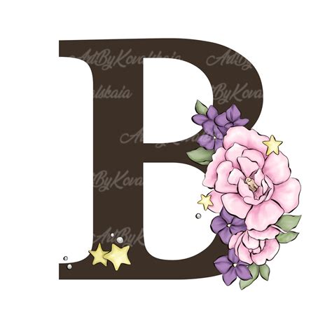 Letter A Floral Alphabet Clipart Letters Clipart Flowers Etsy