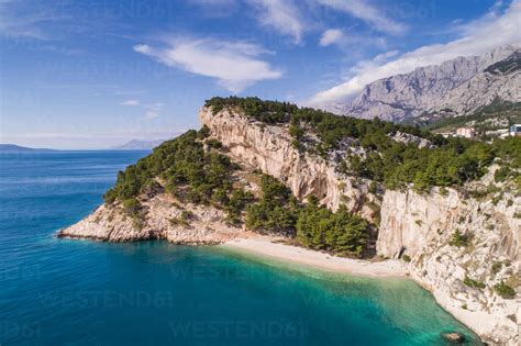 Aerial View Of Famous Nugal Beach Near The City Of Makarska In Dalmatia