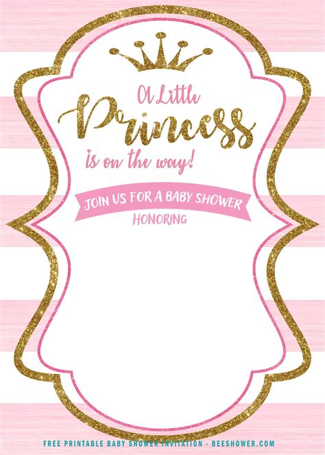 Free Pink And Gold Princess Baby Shower Invitation Free Printable