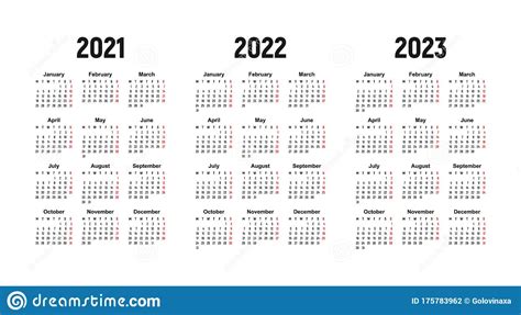 Calendar 2021 2022 And 2023 Week Starts On Monday Basic Business
