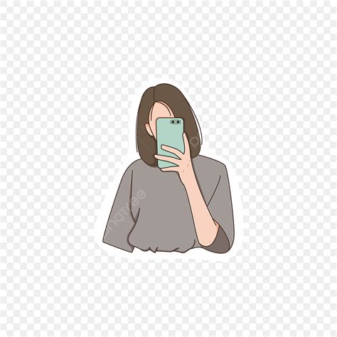 Faceless Girl Vector Hd Png Images Aesthetic Sticker Faceless Girl With Phone Sticker