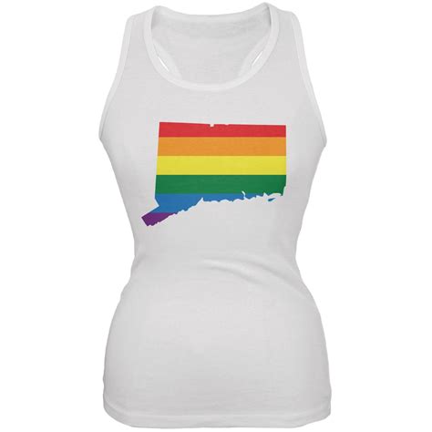 Connecticut Lgbt Lesbian Pride Rainbow White Juniors Soft Tank Top X