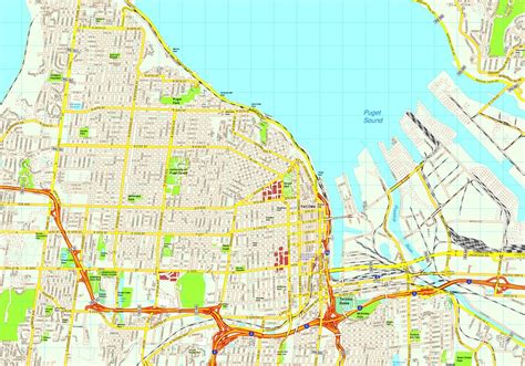 Tacoma Vector Map Eps Illustrator Vector City Maps Usa America Eps
