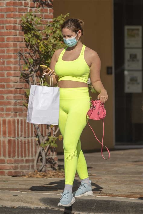 Catherine Paiz In A Neon Green Workout Ensemble Was Seen Out In