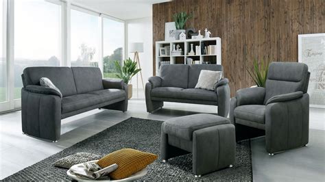 Das sofa ist mit einer motorischen auszieh Sofa HAMPTON 3-Sitzer Stoff anthrazit mit Federkern 190 cm