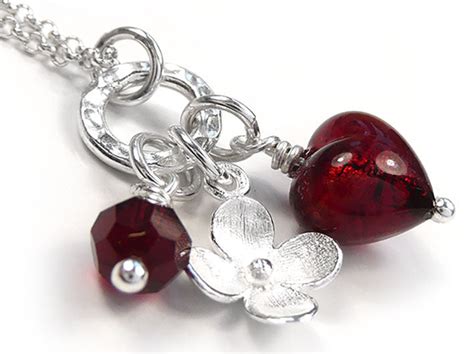 Murano Glass Heart Charm Pendant Ruby