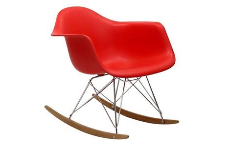 Red Rocking Chair Molded Modern Retro Lounge Dorm Sturdy Plastic Cradle