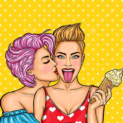 Pop Art Illustration Vector Png Images Vector Pop Art Illustration Of A Lesbian Couple