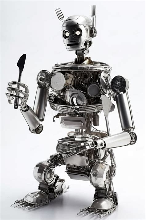 Funny Little Robot Created From Kitchen Tools Generative Ai Stock