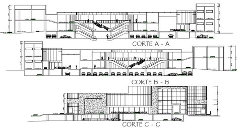 Shopping Mall Elevation Section And Floor Plan Layout Details Dwg File