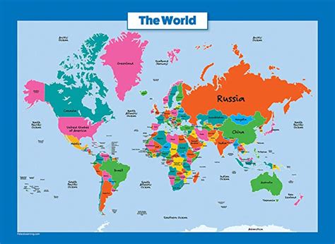 World Map For Kids Laminated Wall Chart Map Of The World Maps For