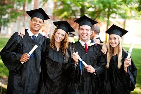 Graduation Group Of Graduate Friends With Diplomas By Stocksy Contributor Sean Locke Stocksy