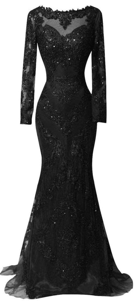 Sexy Black Prom Dresses Custom Long Sleeves Prom Dress Charming Beading Evening Dress Lace