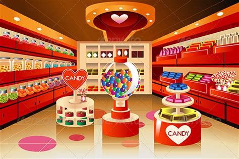 A Vector Illustration Of Candy Section In Grocery Store Vector