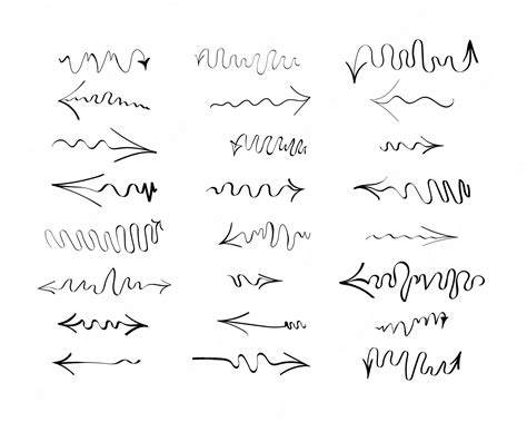 Premium Vector Set Of Various Doodle Arrows Hand Drawn Swirling Thin