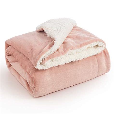 Bedsure Sherpa Fleece Blanket Twin Size Dusty Pink Plush Blanket Fuzzy