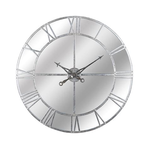 Large Silver Foil Mirrored Wall Clock Wholesale By Hill Interiors