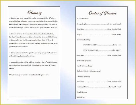 Memorial Service Template Free Of Clouds Youth Memorial Program Funeral