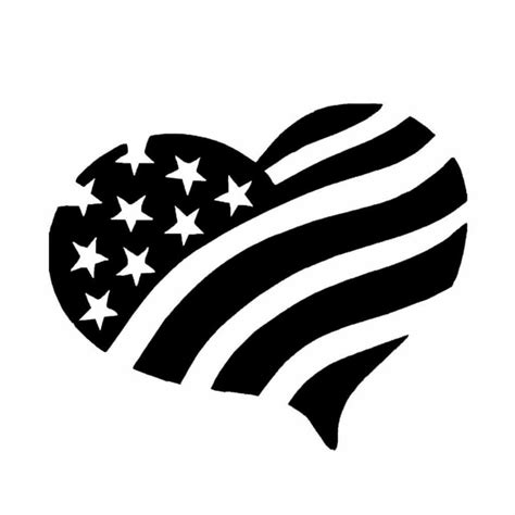 American Flag Heart 6 Inches By 5 Inches Black Vinyl