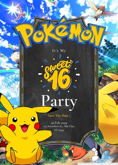 Free Editable Pikachu Pokemon Birthday Invitation Download Hundreds