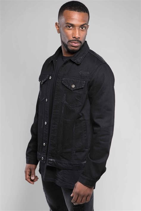 Mzj Veste Jean Homme Noire Pièce Unique