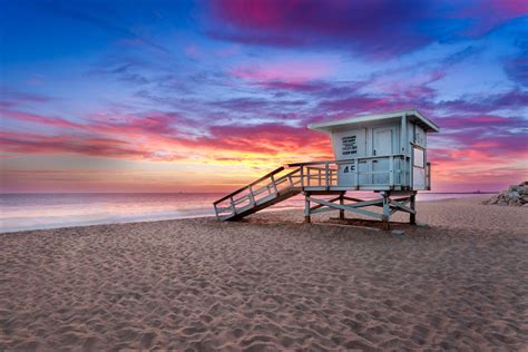 El Porto California Lifeguard Tower Sunset By Danielsolomonphotography