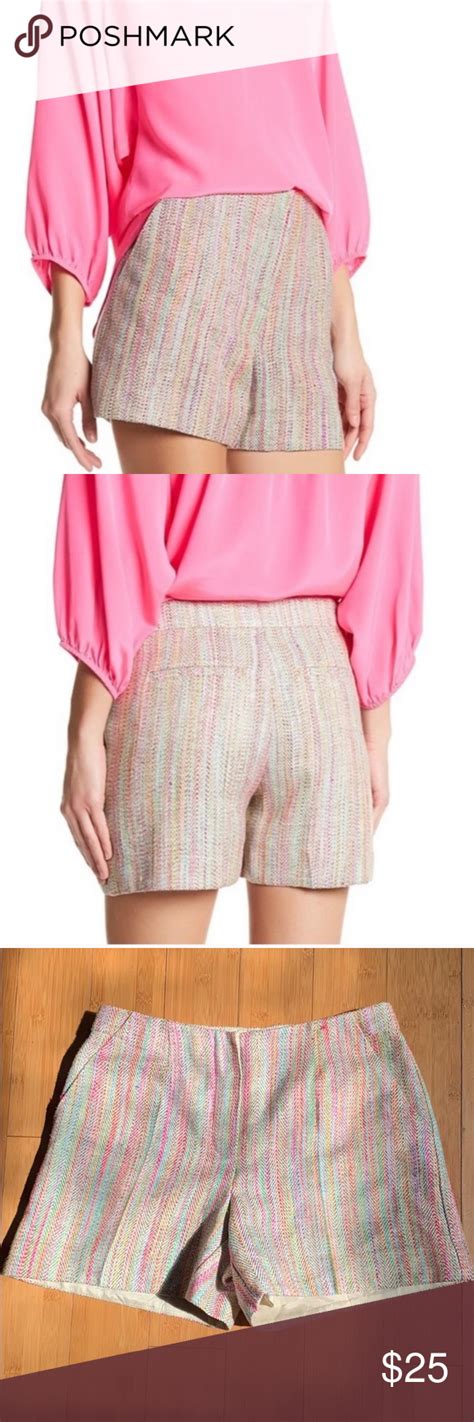 trina turk silk blend tweed shorts 4 multicolor