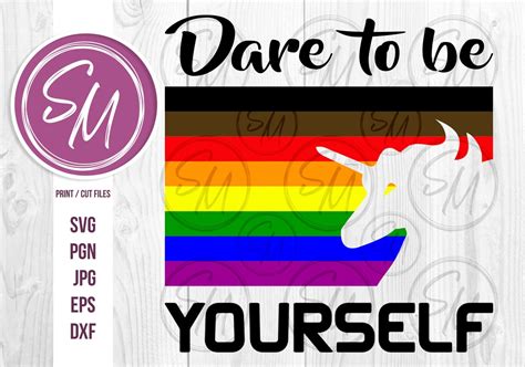 Dare To Be Yourself Unicorn Inclusive Pride Flag Lgbtq Etsy