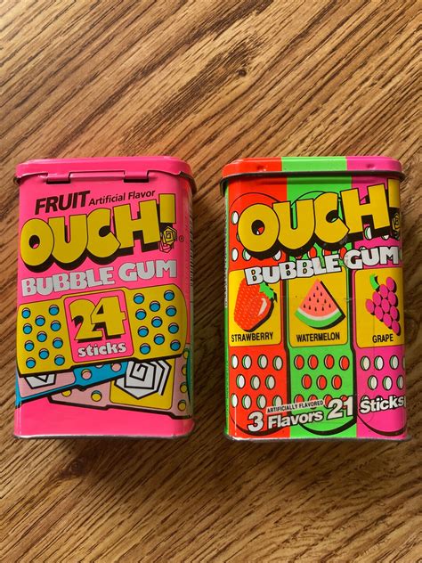 Ouch Empty Fruit Flavoured Bubble Gum Tins Vintage Collectible Etsy