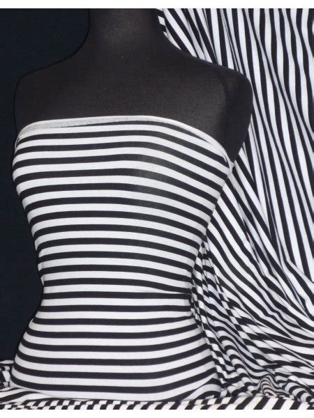 Blackwhite Horizontal Stripe Cotton Lycra Jersey 4 Way Stretch Fabric