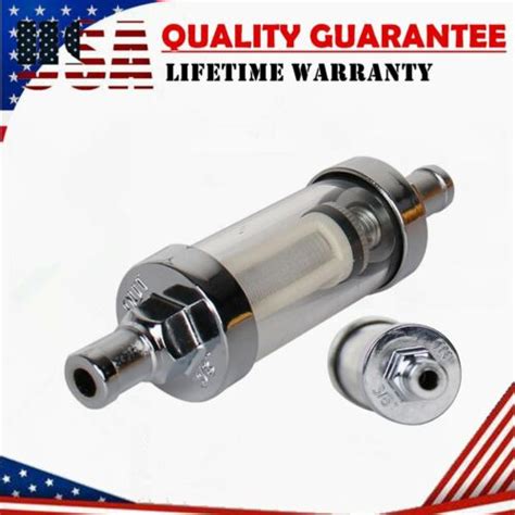 Universal Clearview Glass Fuel Filter Kit Inline 38 Chrome Plated