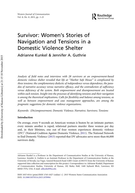 Pdf Survivor Womens Stories Of Navigation And Tensions