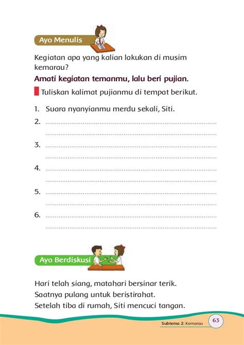 Latihan Soal Bahasa Indonesia Kelas 1 Sd Kalimat Soal Pujian Menulis Materi Pelajaran Fiqih