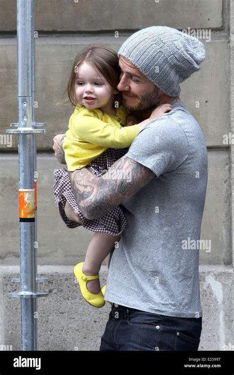 David Beckham And His Daughter Harper Leave The Balmain Store