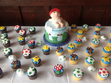 Baby Super Mario Cake With Mario Character Themed Cupcakes Super Mario