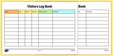 To see, time in, time out. Childminder Visitors Log Book (teacher made)