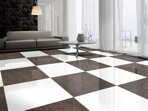 White And Brown Gloss Checkered Ceramic Floor Tile Thickness 8 10