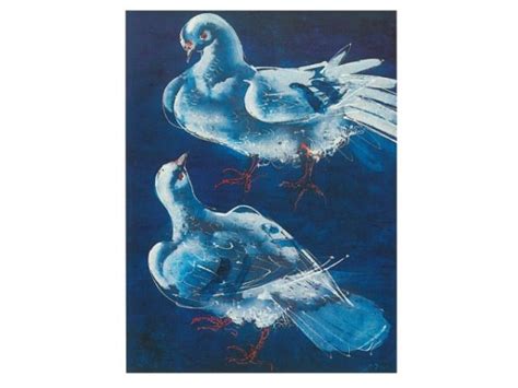 Postkarte Reiter Kunstverlag Hans Erni Zwei Tauben Auf Blau Karten