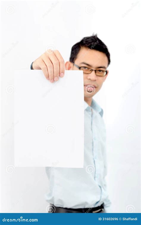 Man Showing Blank Signboard Stock Photo Image Of Blank Isolated