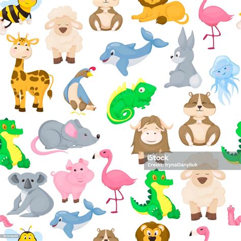 Ilustración De Zoo Animales Alfabeto De Patrones Sin Fisuras Abc Vector