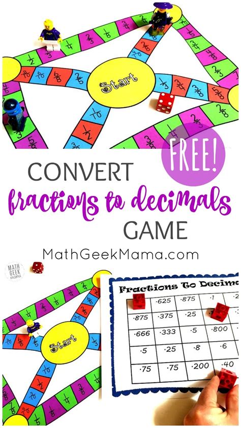 Free Printable Fractions To Decimals Conversion Game