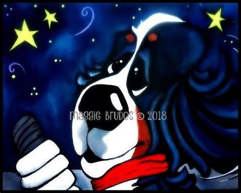 Bernese Mountain Dog Whimsical Midnight Car Rides Stars Etsy