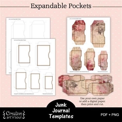 Printable Junk Journal Templates Expandable Pockets Creative Artnsoul