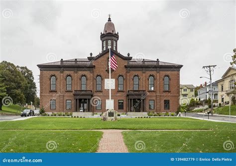 Facade Of The Historical Town Hall Plymouth Ma Usa Stock Image