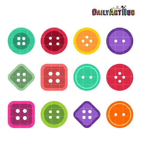 Assorted Buttons Clip Art Set Daily Art Hub