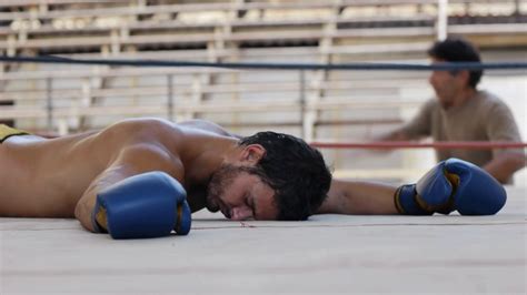 Knock Out Ko For Latino Man Fighting In Boxing Ring Stock Video Footage