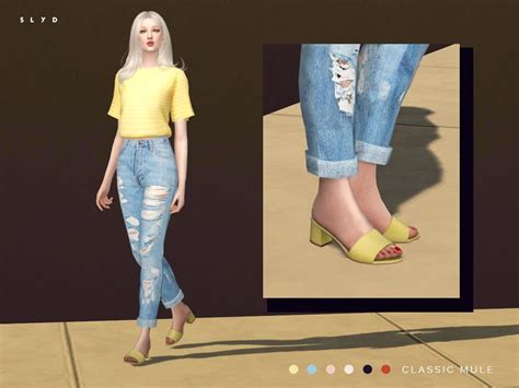 Sssvitlans Sims 4 Cc Shoes Slingback Mules Sims 4 Clothing Images And