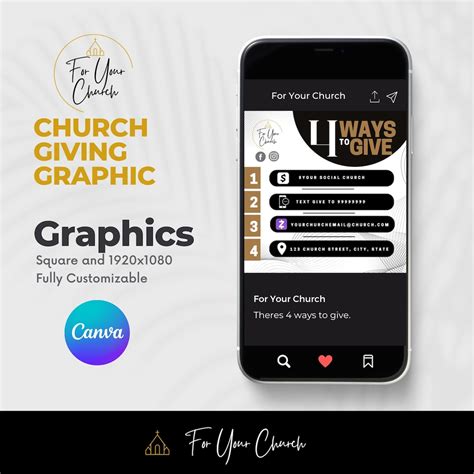 Ways To Give Church Giving Canva Template Instant Download Square And