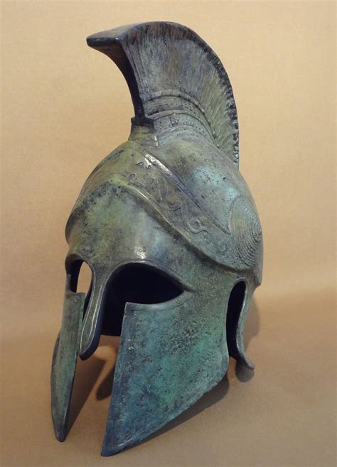 Replica Ancient Greek Bronze Helmet With Crest Hand Made In Greece